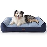 Bedsure XL Orthopedic Dog Beds Large Sized Dog - Extra Thick Supportive Dogs Couch with Waterproof Washable Cover, Extra Large Comfort Pet Bed Sofa with Soft Plush Sherpa and Nonskid Bottom, Blue, 42"