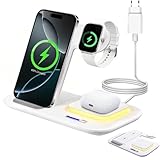 GRIRDDIV Caricabatteria magnetico pieghevole 5 in 1, Stazione di Ricarica Rapida per iPhone 17/16/15/14/13/12/11/Pro/Max/Plus, Apple Watch Ultra 3/11/10/9/8/7/6/SE 3, per AirPods Pro 3/4/3/2