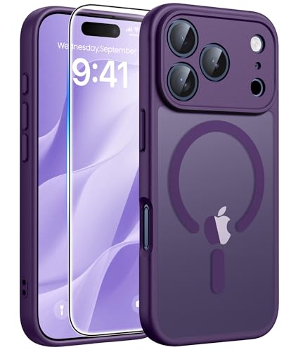 Image of FNTCASE for iPhone 17 Pro Case: [Compatible with Magsafe] Translucent Matte Cases with [Full Camera Protection] [Screen Protector] Military Grade Shockproof Protective Phone Cover - Purple