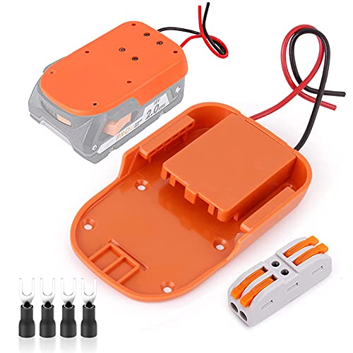 Ecarke para Power Wheels Adaptador batería para Ridgid AEG 18V Hyper li-ion DIY Conector de alimentación para base de batería Rc Toy Car Truck 12 Gauge Robotics (con terminales de cable) Cover