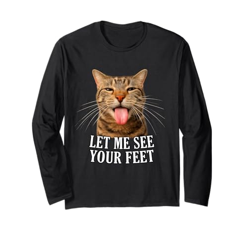 Let Me See Your Feet Funny Tabby Cat Meme Tongue Out Adult ����T�V���c