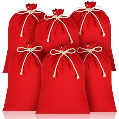 Newwiee 6 Pcs Large Christmas Canvas Gift Bag - 26.7