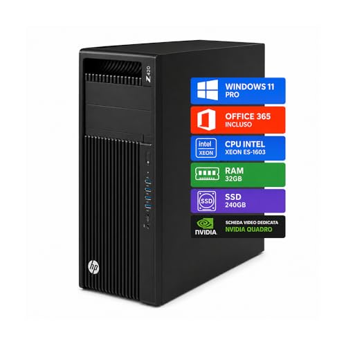 HP Z420 Workstation per CAD e Uffici Tecnici • Intel Xeon E5-1603 • 32GB RAM • SSD 240GB • NVIDIA Quadro K4200 4GB GDDR5 • Windows 11 Pro - Office 365 free • WiFi • Ricondizionata