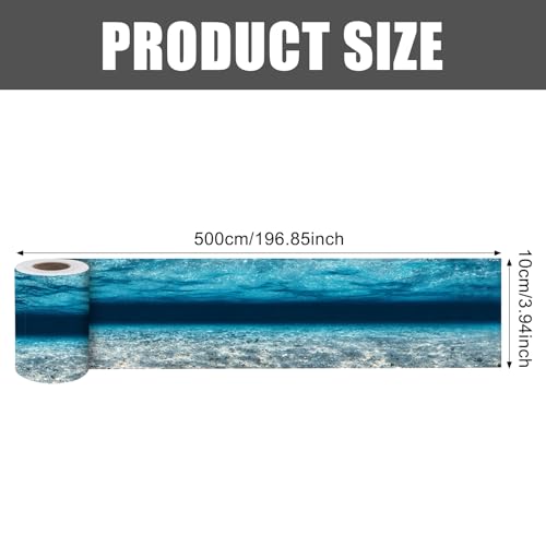 Image of Nuxovilar Underwater Ocean Scene Peel Stick Border PVC 3.94x16.4' | Wall Trim, Molding Decal, Peel Stick Border, Adhesive Frame, for Bedroom, Kitchen, Living Room (Ocean Scene)