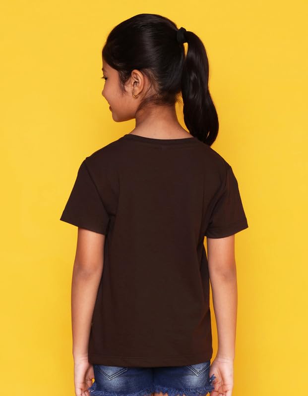 Image of Nusyl Girls Half Sleeves T-Shirt for Kids | Cute Printed Casual Wear | Soft Cotton Blend | Comfortable Regular Fit | 2-16 Years | Multiple Colors & Pack Options