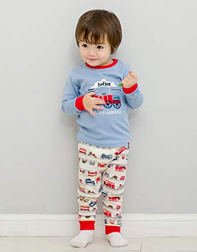Image of VAENAIT BABY 12Months-12Years Toddler Kids Junior Boys Car Train Fireman Snug fit Sleepwear Pjs Set