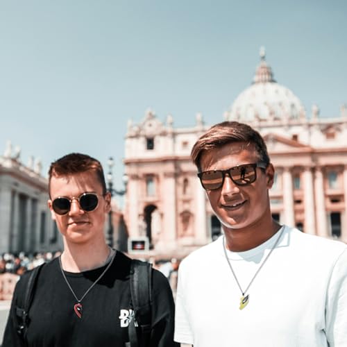 RWQIAN D&W Matching Necklace Best Friend Necklace for Men,Women's BFF Friendship Necklace for 2, Hero Necklace with Half Love Heart Pendant Jewelry Birthday Gifts for Brother Matching Couples Fans4