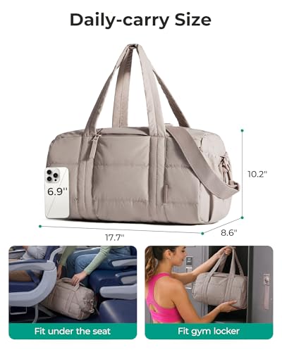 Image of BAGSMART Reiki Gym Bag for Women Puffy Yoga Mat Travel Weekender Duffle Bag