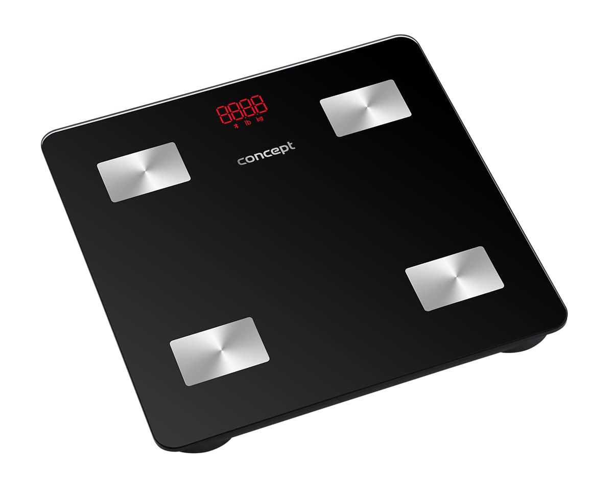 Concept VO4001 - Bilancia diagnostica in vetro, con app, per analisi del corpo, massa muscolare, indicatore LED Bluetooth, peso fino a 180 kg