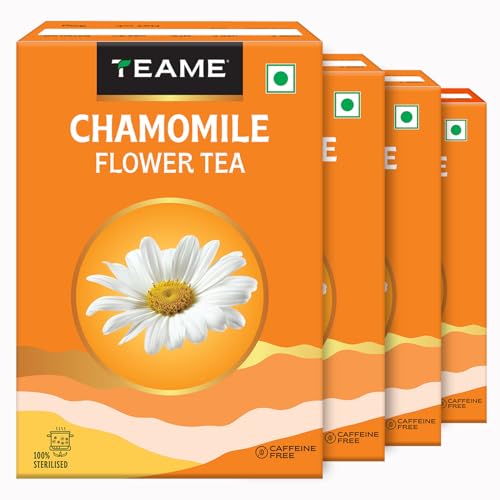 Image of TE-A-ME - Chamomile Tea - 200g (200+ Cups) | Helps in SLEEP & RELAXATION | Herbal - Caffeine Free | Flower Based - Non-Bitter | Chamomile Tea for Sleep | 50g - Pack of 4