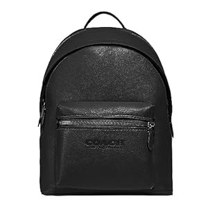 COACH Charter Backpack in Refined Pebbled Leather, Black,