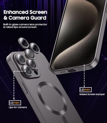 Image of DIZORO Magnetic Case for iPhone 13 Pro Max Cover [Compatible with MagSafe][Built-in Camera Lens Protector] Slim Soft Silicone Bumper Shockproof Metallic Luster Back Cover Phone Cases (Grey)