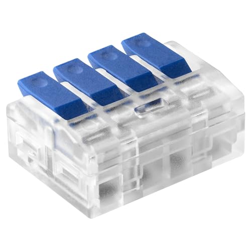 Miratic Bloque de Terminales - Conectores Electricos para Cualquier Conductor 0,75-4mm² - Clemas Electricas IEC 450V/32A Fichas de Empalme Electrico (4 hilos/blister de 4)