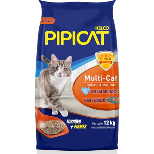 Pipicat 12 kg - Areia Higiênica Multicat para Gatos