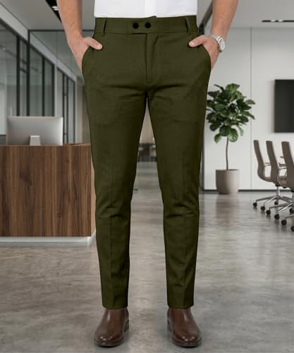 Image of Mehrang Men's Stretchable Stretchable Formal Pant Trousers | Stylish Slim Fit Men's Wear Trousers for Office or Party | Polycotton Knitted Fabric