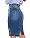 Anagrom Straight Knee Length Stretch Denim Jean Skirt for Women Size 0-22 Regular and Plus Size Side Button Details (US, Numeric, 20, Plus, Regular, Light Stone Washed Blue)