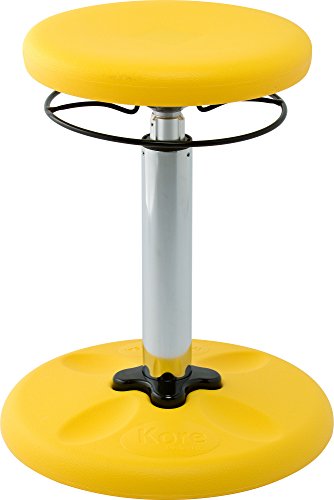 Image of Kore Kids Adjustable Wobble Stool, Ages 8-14, 16.5-24in Tall, Yellow | Flexible seating for classroom and home boosts focus, improves posture and channels energy; anti-tip base; Made in USA