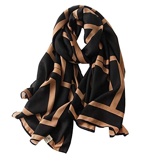 Cotton Linen Feeling Women Large Long Scarf Shawl Check Style