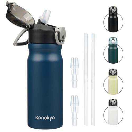 Image of Konokyo 18 oz Insulated Stainless Steel Sports Water Bottle with Straw Lid