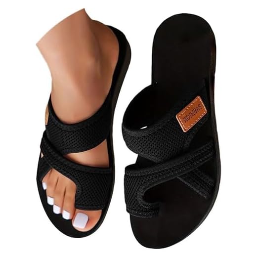 Orthopädische Sandalen Damen Hallux Valgus Sommer Flach Pantolette Leichte Mesh Strandsandalen Bequeme Big Toe Hausschuhe Elegant Breite Füße Sommerschuhe Casual Pantolette Atmungsaktiv Freizeitschuhe