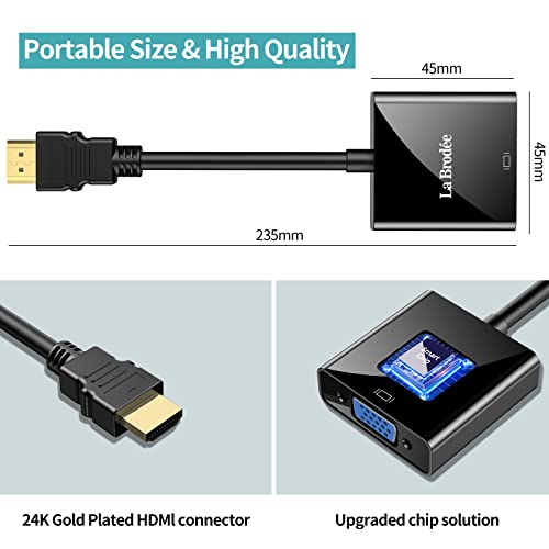 HDMI zu VGA Adapter - 1080P HDMI-Computer auf VGA-Monitor Adapter (Stecker auf Buchse) für Computer, Laptop, Desktop, PC, Monitor, HDTV, Xbox 360, PS3, TV-Box auf Projektor-Display (1 Stück)