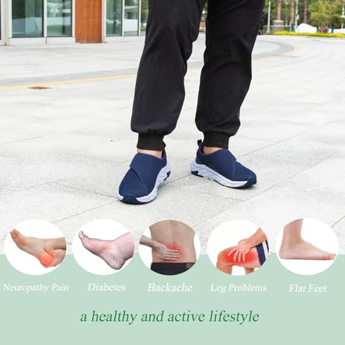 Image of Men's Extra Wide Walking Sneakers Wide Toe Box Orthopedic Shoes with Arch Support for Flat Feet & Foot Pain Relief