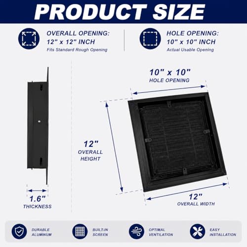 Grille d'aération murale contre humidité lot de 2 filtres amovibles alu