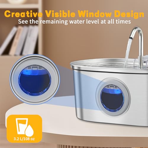 Cat Water Fountain 32l108oz Stainless Steel Pet Water Fountain Automatic Dog Water Fountain with Water Level Window Quiet Pump Multifilter Dishwasher Safe Water Fountain for Cats Inside  Cucciolini Doodles Cat water fountain 3 2l108oz stainless steel pet water fountain automatic dog water fountain with water level window quiet pump multi filter dishwasher safe water fountain for cats inside   cucciolini doodles