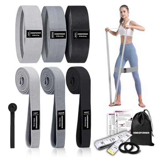 HIMESPORNER Juego de bandas de resistencia de tela ancha para entrenamiento, bandas antideslizantes para mujeres y hombres, piernas y glúteos con lazos para el cabello y cinta métrica, para gimnasio