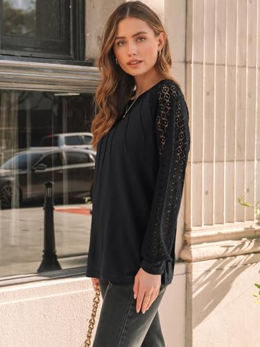 AUTOMET Womens Long Sleeve Shirts Pleated Lace Tops Fall Fashion Outfits Business Casual Blouses3