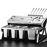 Gewürzregal-Set aus Edelstahl mit 20 Behältern, geneigter Arbeitsplatte, Orgar, inklusive Deckel und Löffeln, perfekt für Marmelade, Buffet und Küchenaufbewahrungslösungen