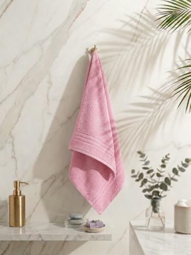 Image of Monte Carlo Essential 100% Cotton Bath Towel | 340 GSM Ultra Lightweight & Quick Dry | Soft Absorbent Large Towel 75x150 cm | Skin Friendly Daily Use Bathroom Towel for Men & Women (Soho) | Pink