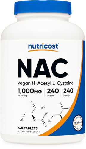 Nutricost N-Acetyl L-Cysteine (NAC) 1000mg 240 Vegan Tablets Gluten-Free