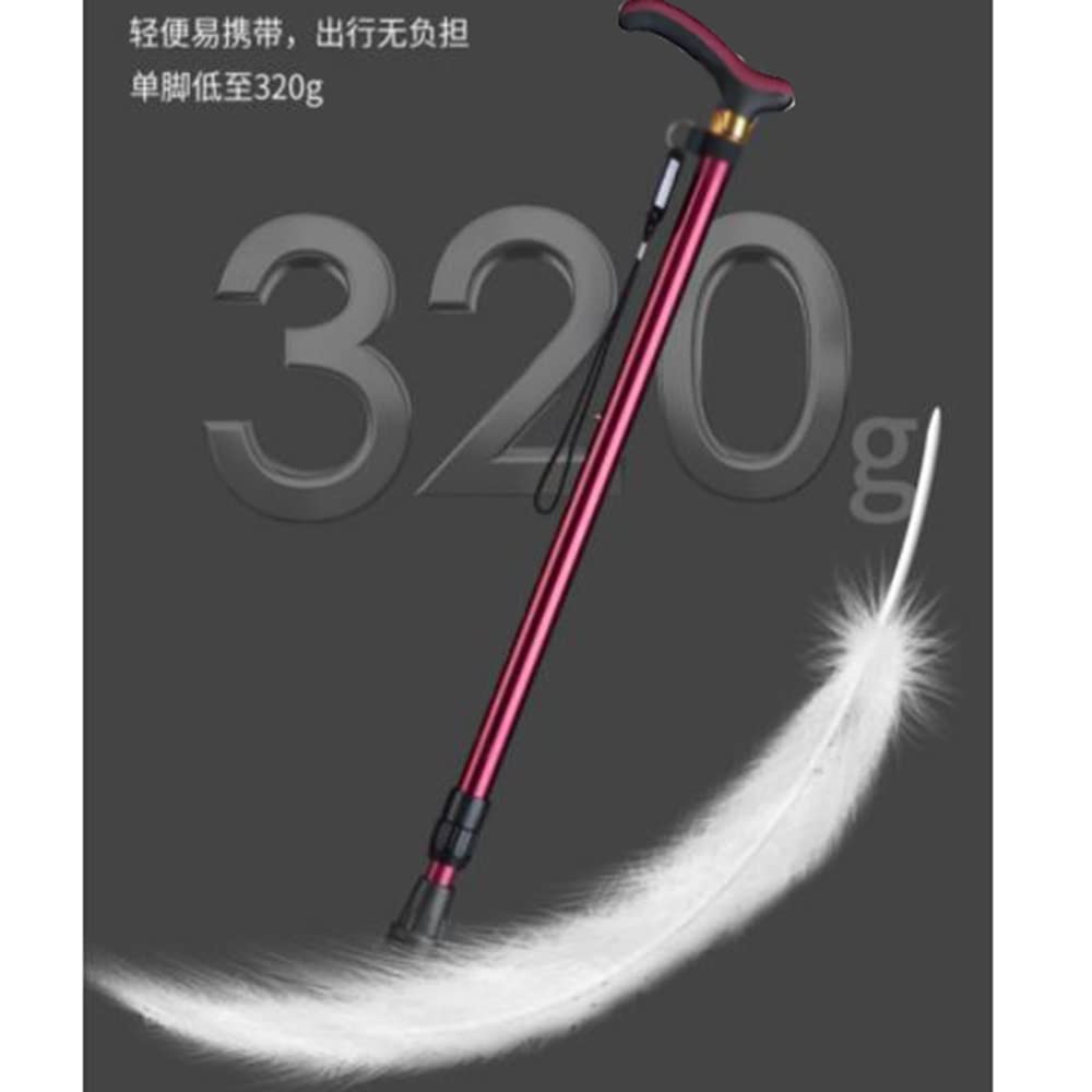 Bastón Plegable para Ancianos, Muleta para Caminar Telescópico, Ajustables Paseo Bastones para Hombres/Mujeres, Se Puede Regulable Entre 72-94cm, Dos Cambios De Base (Color : Wine Red, Size :