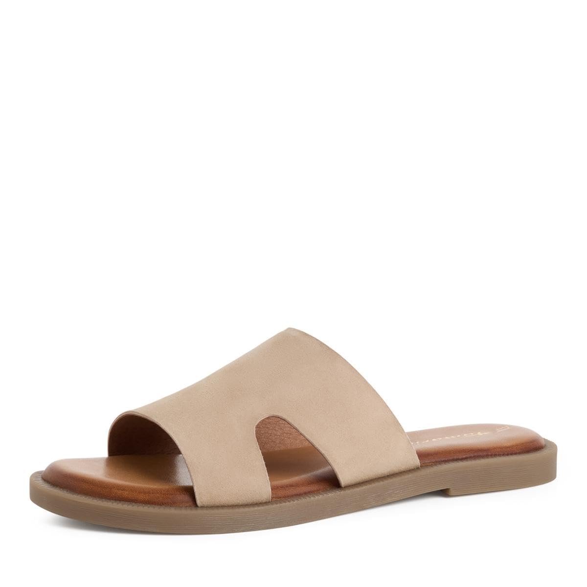 Tamaris Women's leather mules flat beige 5 UK