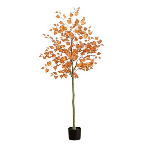 Nearly Natural 5ft Autumn Birch Leaf Artificial Fall Tree - Harvest Season Decor - Indoor Faux Plant Display