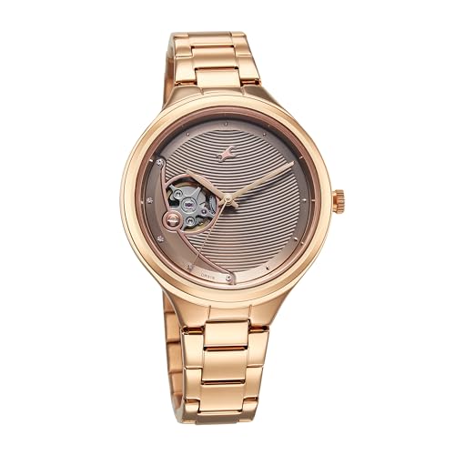 Image of Fastrack Women Automatics 2.0 Beige Dial Stainless Steel Strap Analog Watch