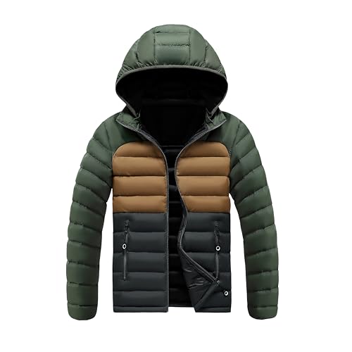 Men's autumn and winter universal fashion warm trend thickened warm windproof detachable hat imitation down jacket (US, Alpha, Small, Regular, Regular, grey)