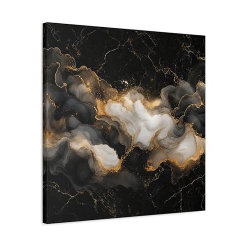 Impression sur toile marbre noir et or de qualité galerie 3cm