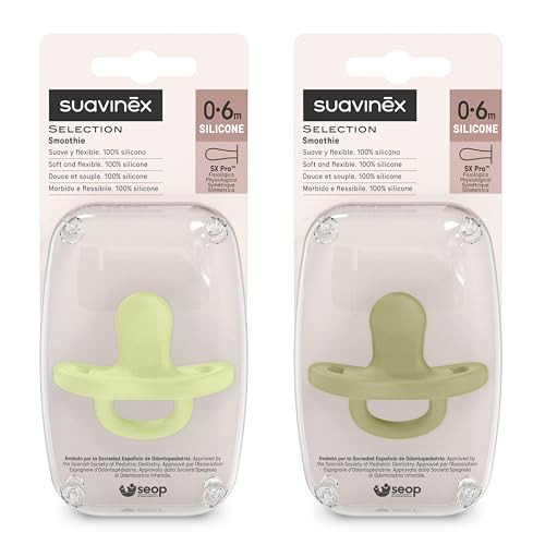Image of Color Essence SX PRO Silicone Baby Pacifier 2Pk, Made with 100% Soft Silicone, Baby Essentials Perfect for Breastfeeding Babies, Designed in Spain, 0-6 Mths, Green