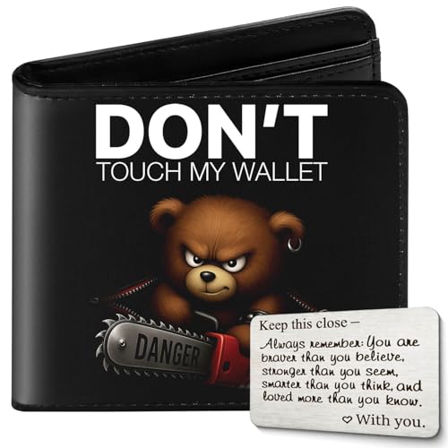 Kids Wallet for Boys with Card, Teen Boys Wallet for Kids Ages 4-5-6-7-8-9-10-11-12-13-14-15-16, Leather Wallet for Teen Boy, Dont Touch My Wallets - Teenage Teenager Youth Gifts Christmas Birthday