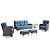 Belord 6 Piece Patio Conversation Sets - Wicker Patio Furniture Sets with Outdoor Swivel Rocker Chairs Outdoor Couch Perfect for Patio Deck Backyard, Brown Wicker Blue Cushion