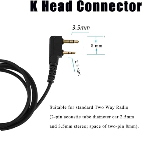 Image of SAMCOM Transparent Clear Air Tube Wire Walkie Talkie Earpiece Headset | Hands-Free Comfortable Surveillance Ear Piece with Mic Microphone 2 Pin K plug for FPCN30A /FPCN10A Radios