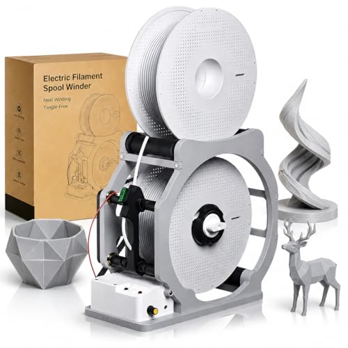 Smart Filament Respooler Automatic Start Stop Spool Winder with Sensor Detection Belt Gear Drive Rewinds PLA ABS PETG TPU Nylon & Welding Wire Tangle-Free Fully Assembled (White)
