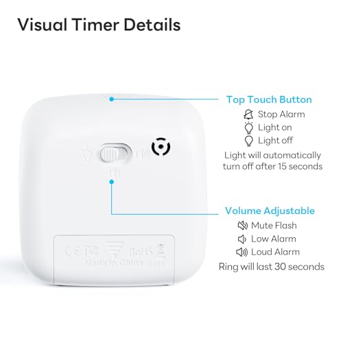 Image of Yunbaoit Visual Timer with Night Light, 60-Minute Rainbow Countdown Timer for Kids and Adults, Time Management Tool for Home, School, Kitchen, or Office (Blue)