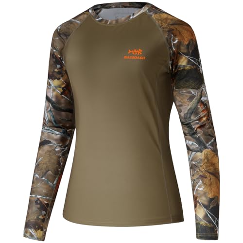 Review de Camisa camuflaje mujer los 7 más buscados. 36 BASSDASH - Camisa de caza de camuflaje para mujer, manga larga, UPF 50+, protección solar, rendimiento de pesca, senderismo, Brown/Autumn Forest, XX-Large