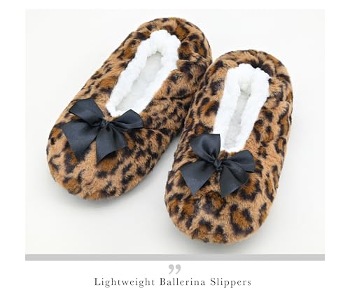 Image of DICUIRD Womens Cozy&Warm Soft Sole Slipper Socks with Grippers-Girls Teddy Fleece Indoor Slipper with Non-skid Bottoms