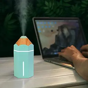 LEXOLEX Pencil Humidifier USB Ultrasonic Aromatherapy Air Humidifier LED Light Aroma Diffuser Mist Maker Fogger Mini Car Air Purifier (Sky Blue)