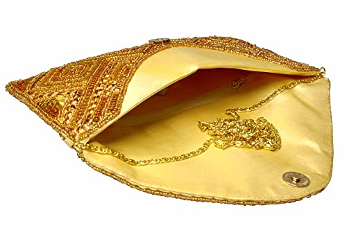 Image of DUCHESS Women's Hand Embroidered Envelope Clutch -Bridal Ethnic Traditional Casual Purse /Clutch /Handbag (23 L x 2.5 W x 13H cm)