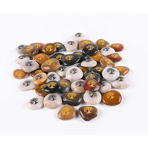 RockImpact 50PCS Inspirational Rocks Tree of Life Gifts, Engraved Inspirational Stones, Motivational Gifts for Students, Faith Stone, Engraved Rocks with Inspirational Words Cover